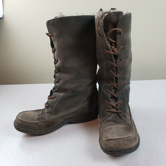 Sam Edelman Womens Brown Leather Round Toe Mid Calf Lace Up Snow Boots Size 7 - Picture 3 of 7